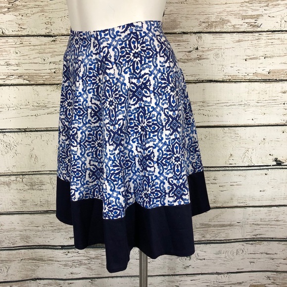 C1 Milly White & Blue print skirt Lg - Picture 3 of 5